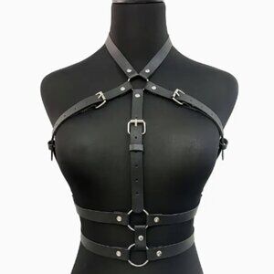 PU Leather Buckle Double Layer Harness Belt